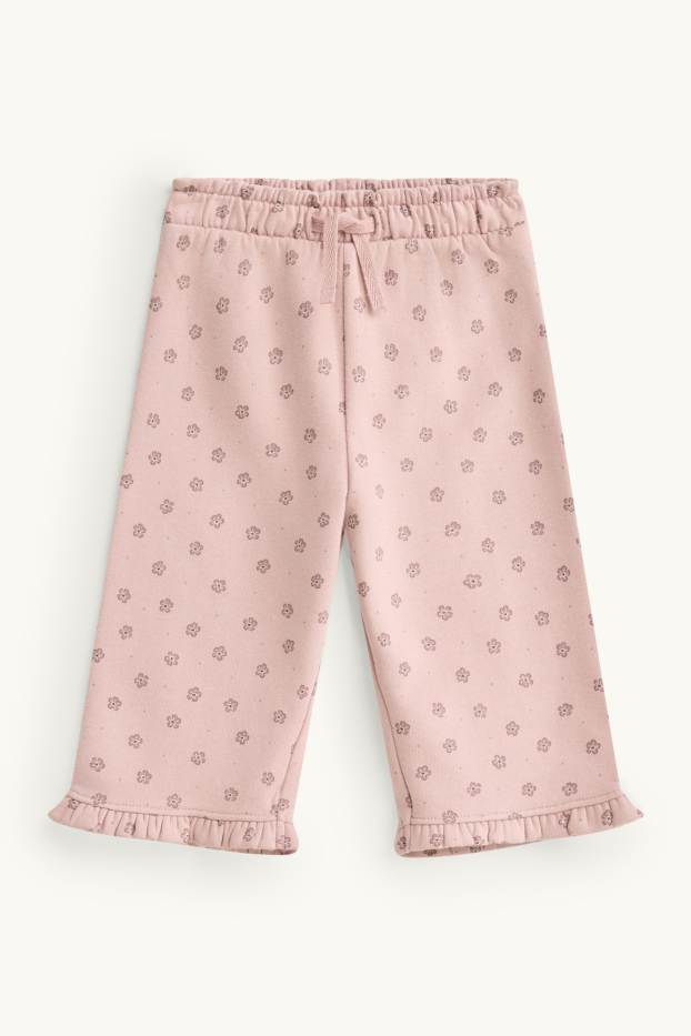 Baby Mädchen - Herzchen und Blümchen - Baby-Outfit - 2 teilig - weiß / rosa