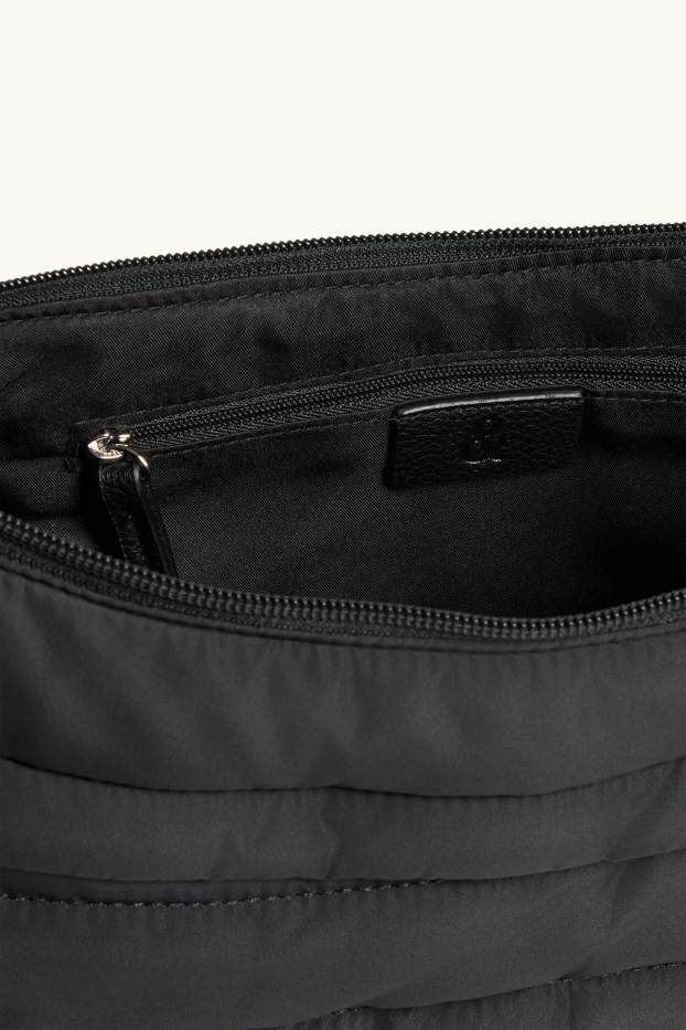 Dames - Schoudertas met stiksels - zwart