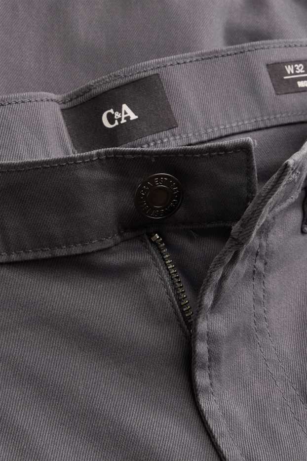 Hommes - Pantalon - straight fit - gris foncé