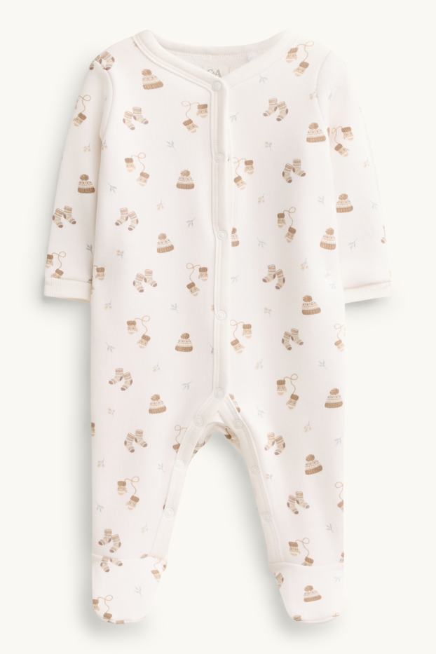 Unisex - Stagione invernale - pigiama per neonati - con fodera in pelo - marrone / bianco crema
