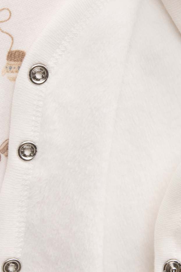 Unisex - Stagione invernale - pigiama per neonati - con fodera in pelo - marrone / bianco crema