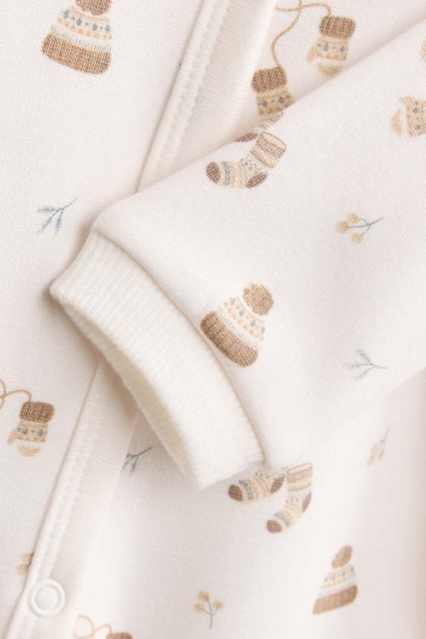 Unisex - Stagione invernale - pigiama per neonati - con fodera in pelo - marrone / bianco crema