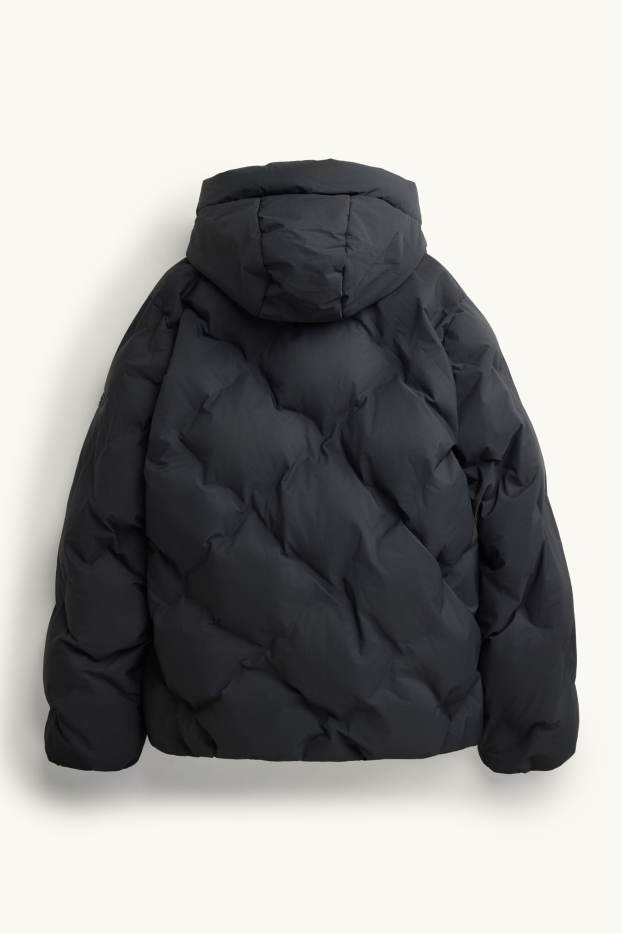 Kinder Mädchen - Steppjacke mit Kapuze - wasserabweisend - schwarz