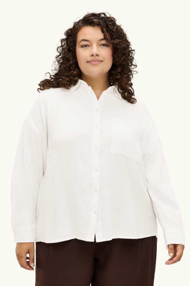 Damen - Musselin-Bluse - cremeweiß