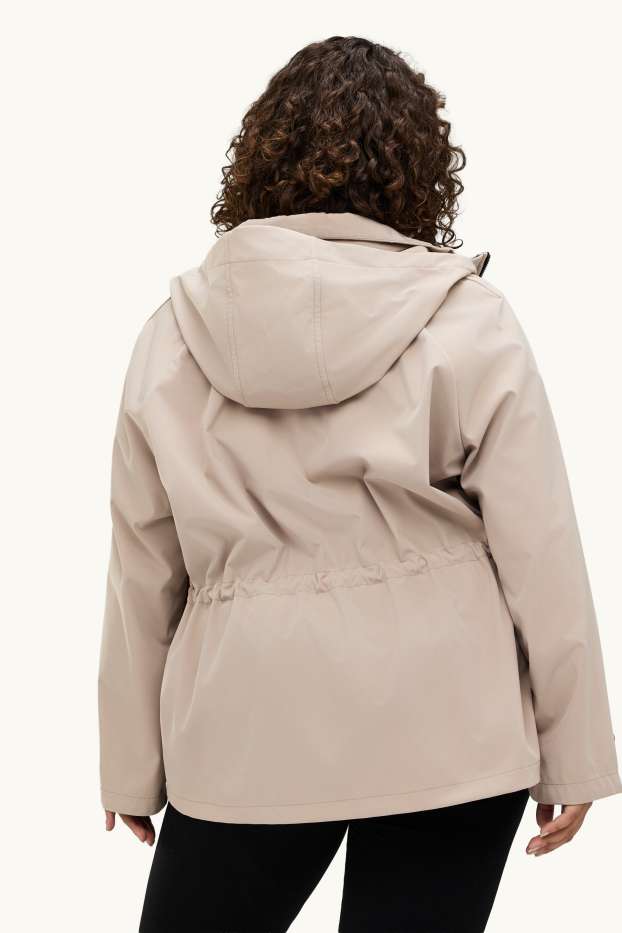 Damen - Softshelljacke mit Kapuze - wasserabweisend - 4-Way-Stretch - beige