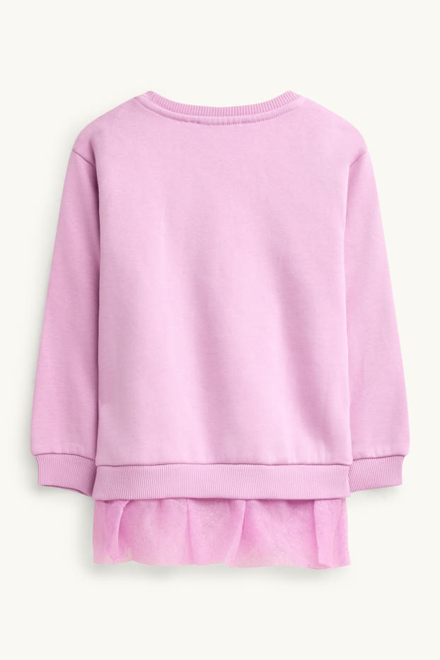 Enfants filles - Halloween - chat et fantôme - sweat - effet brillant - rose