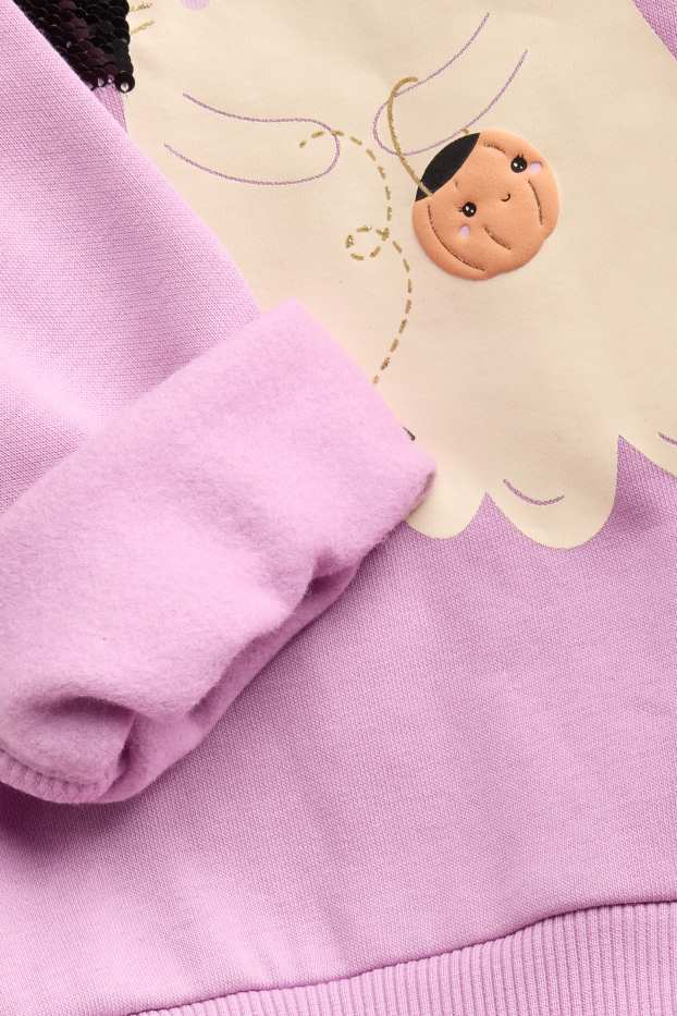 Enfants filles - Halloween - chat et fantôme - sweat - effet brillant - rose