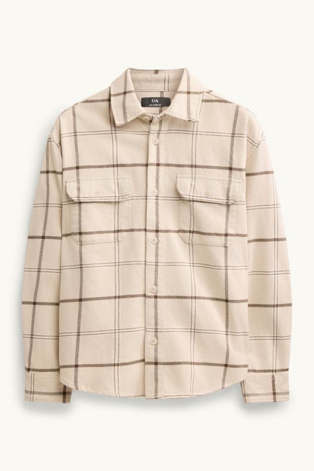 Herren - Hemd - Relaxed Fit - Kent - kariert - beige / braun