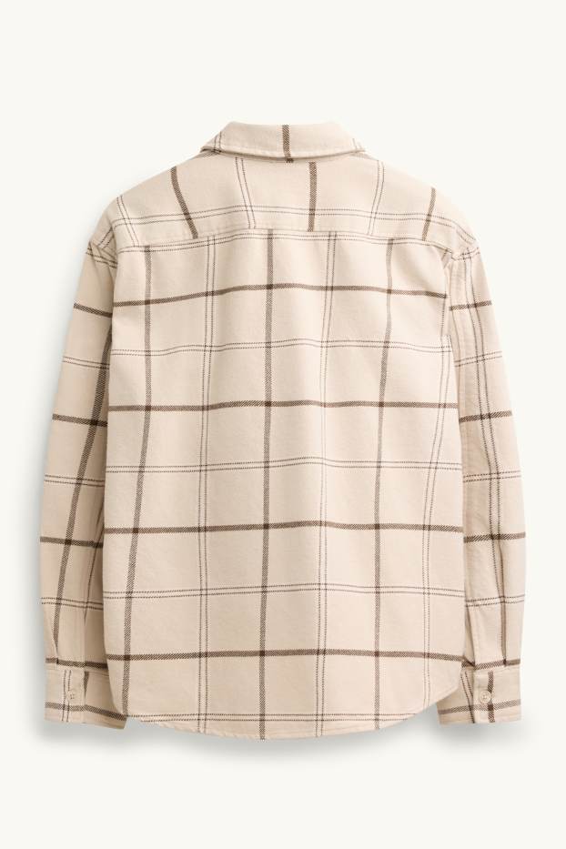 Herren - Hemd - Relaxed Fit - Kent - kariert - beige / braun