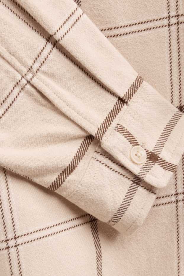 Herren - Hemd - Relaxed Fit - Kent - kariert - beige / braun