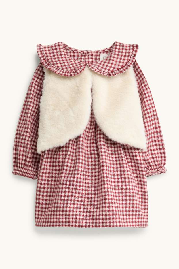 Bébés filles - Tenue pour bébé - finition brillante - 2 pièces - à carreaux - rouge / blanc