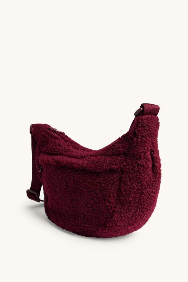 Femmes - Sac à bandoulière en peluche - rouge foncé