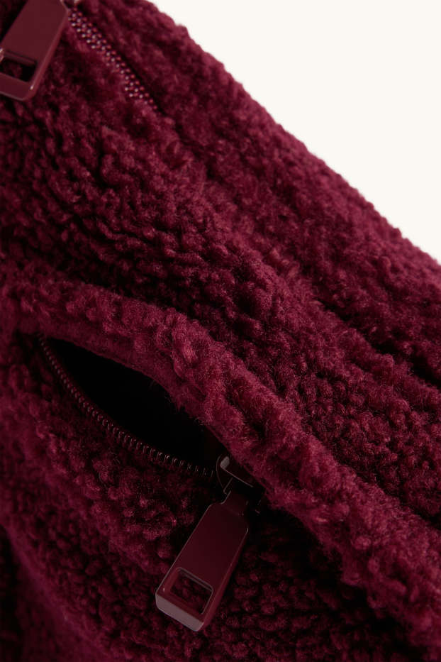 Femmes - Sac à bandoulière en peluche - rouge foncé