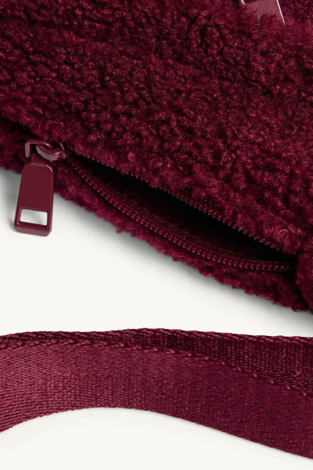 Femmes - Sac à bandoulière en peluche - rouge foncé