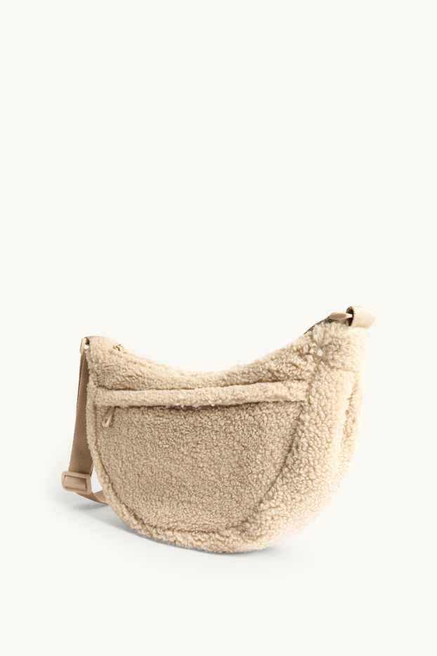 Femmes - Sac à bandoulière en peluche - beige