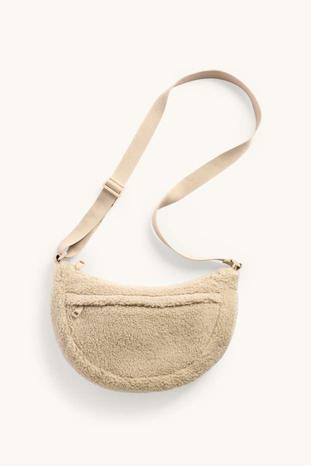 Femmes - Sac à bandoulière en peluche - beige