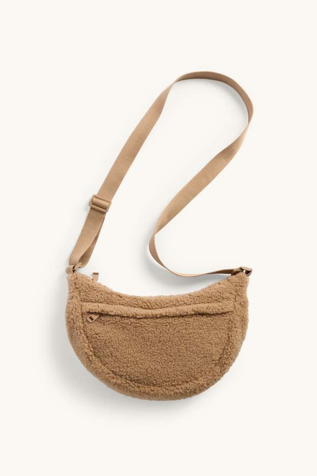 Donna - Borsa a tracolla in pelo teddy - marrone