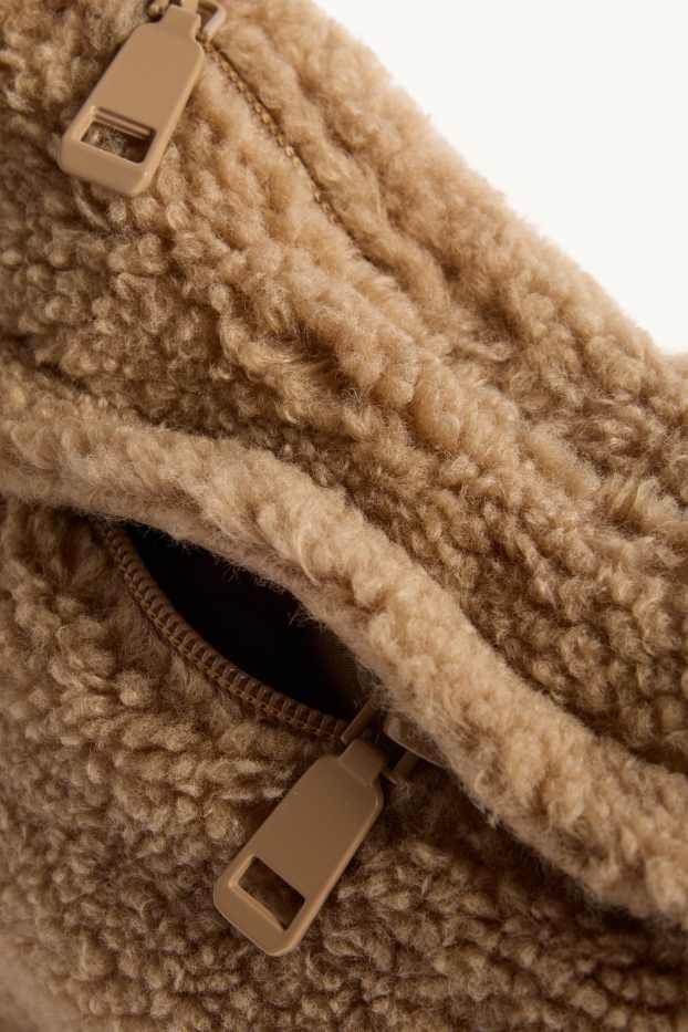Donna - Borsa a tracolla in pelo teddy - marrone