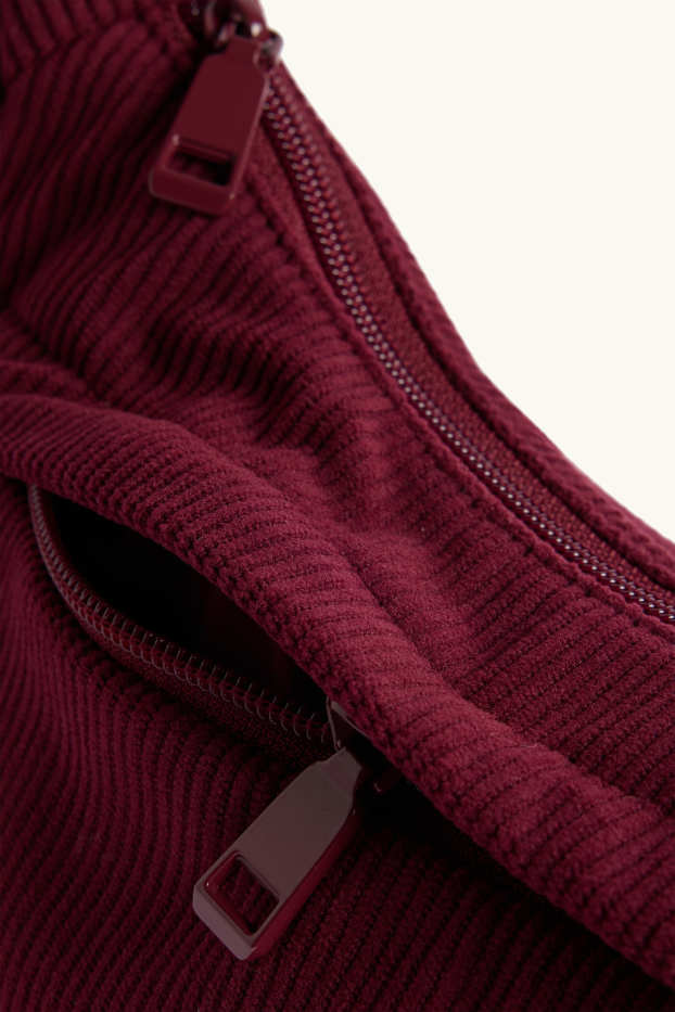 Femmes - Sac à bandoulière en velours côtelé - rouge foncé