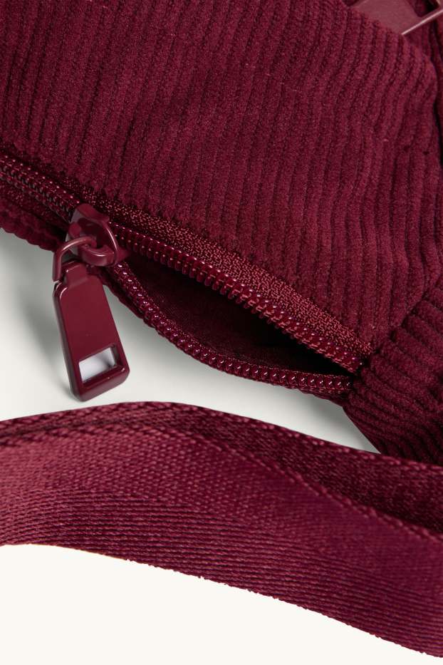 Femmes - Sac à bandoulière en velours côtelé - rouge foncé