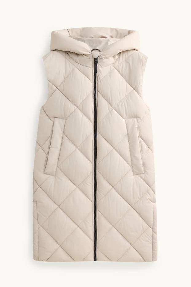 Children Girls - Quilted gilet with hood - water-repellent - cremewhite