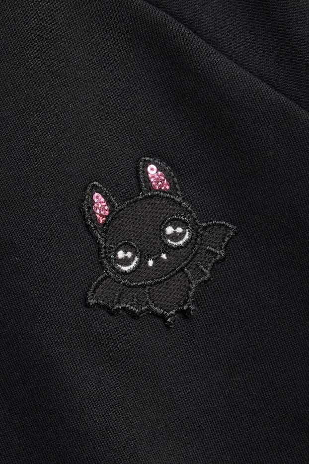 Bambine - Halloween - pipistrello - felpa con maniche a pipistrello - nero