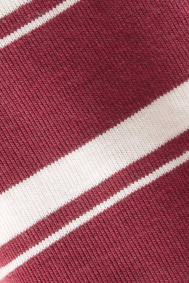 Damen - Langarmshirt - Relaxed Fit - gestreift - bordeaux / weiß