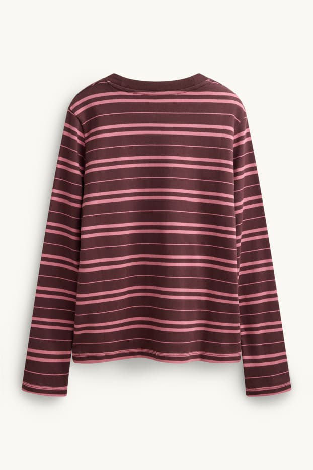 Damen - Langarmshirt - Regular Fit - gestreift - braun