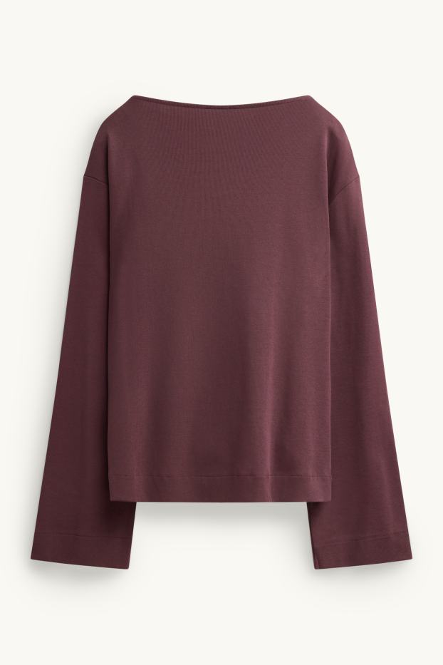 Dámské - Tričko s dlouhým rukávem - relaxed fit - bordeaux