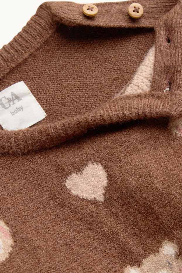Baby Mädchen - Teddybär und Herzchen - Baby-Pullover - braun
