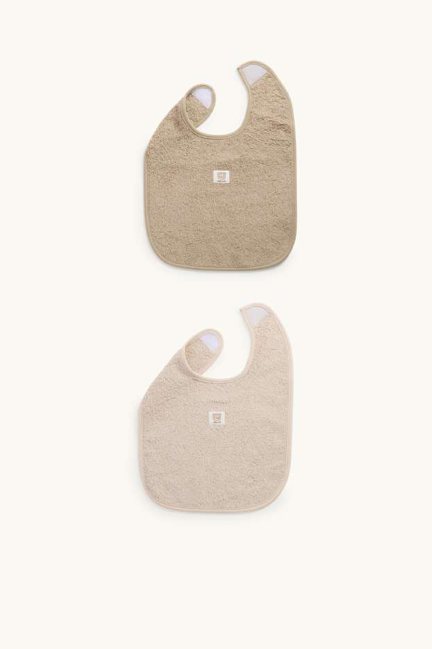 Neonati - Confezione da 2 - orsetto - bavaglino di spugna per neonati - beige / beige