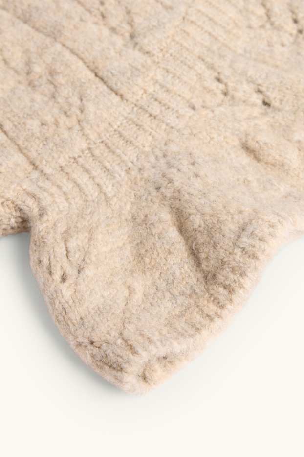 Baby Mädchen - Baby-Pointelle-Balaclava - beige-melange