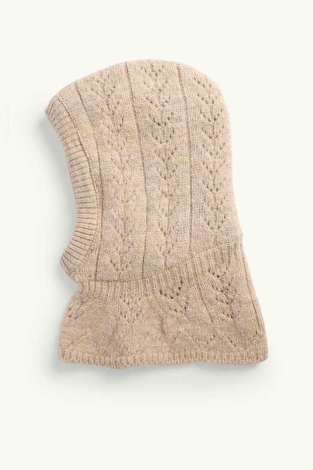 Baby Mädchen - Baby-Pointelle-Balaclava - beige-melange