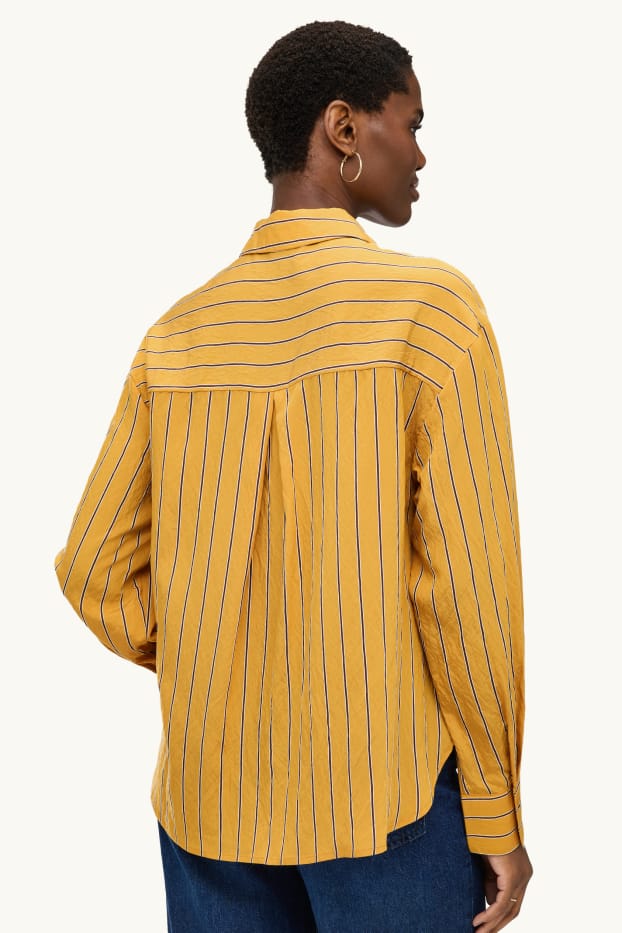 Damen - Hemdbluse - gestreift - senfgelb