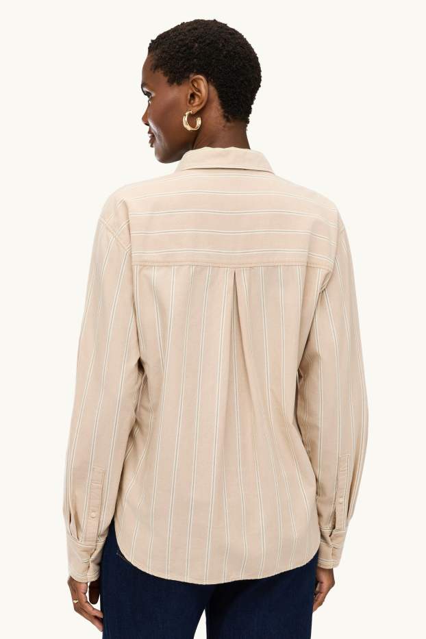 Dona - Brusa camisera - de ratlles - beix clar