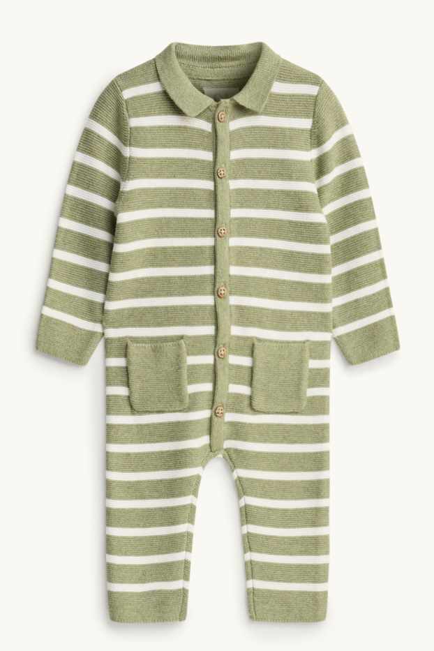 Bébés garçons - Combinaison en maille pour bébé - à rayures - blanc / vert