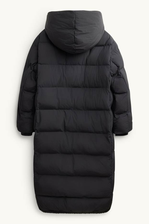 Donna - Cappotto trapuntato con cappuccio - foderato - idrorepellente - nero
