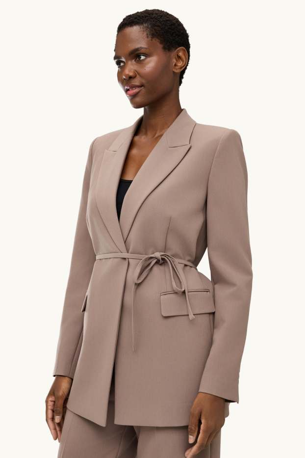 Femmes - Blazer long - regular fit - beige