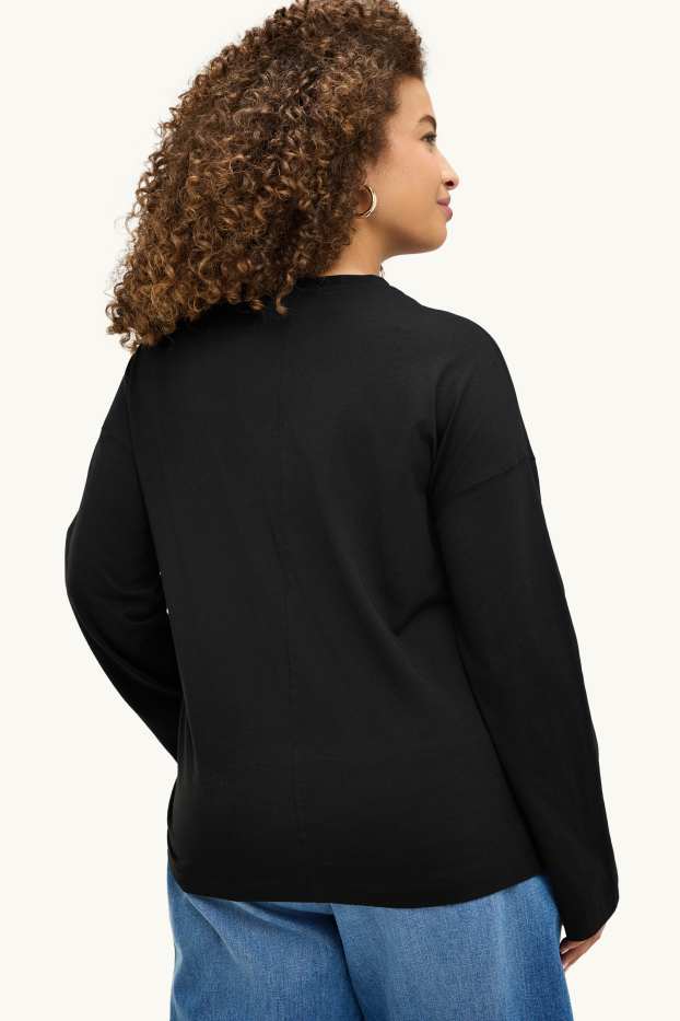 Femei - Tricou cu mânecă lungă - relaxed fit - negru