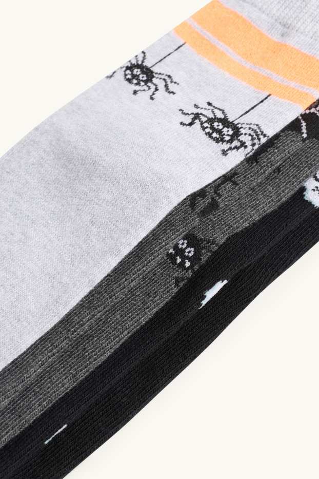 Children Boys - Multipack of 5 - Halloween - bat, spider - socks - gray / black