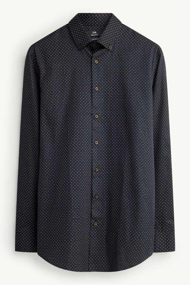 Pánské - Business košile - regular fit - button-down - tmavomodrá