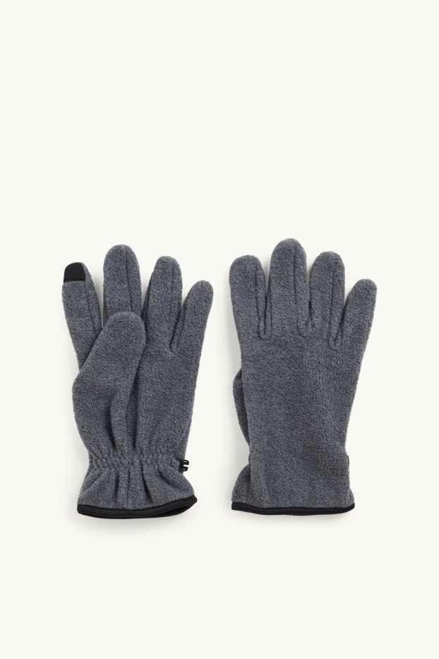 Heren - Fleece touchscreenhandschoenen - grijs