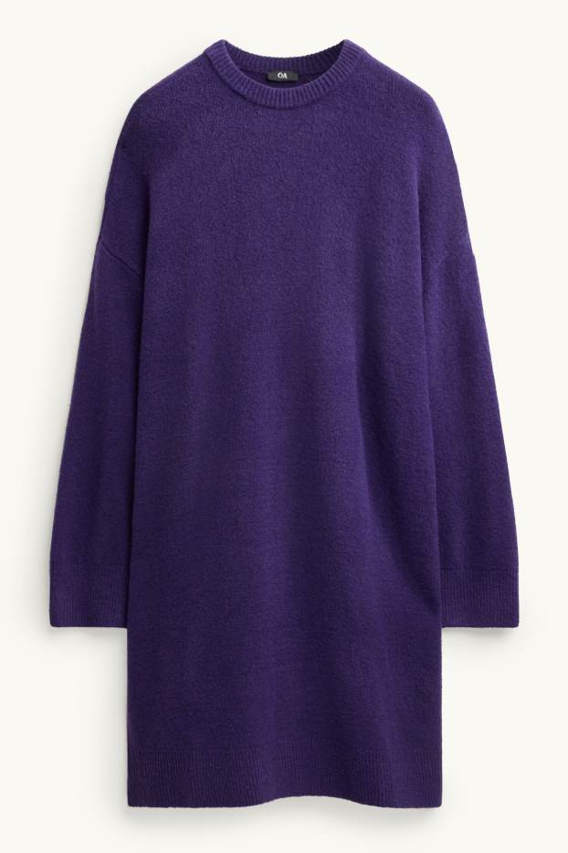 Women - Knitted dress - straight fit - blue