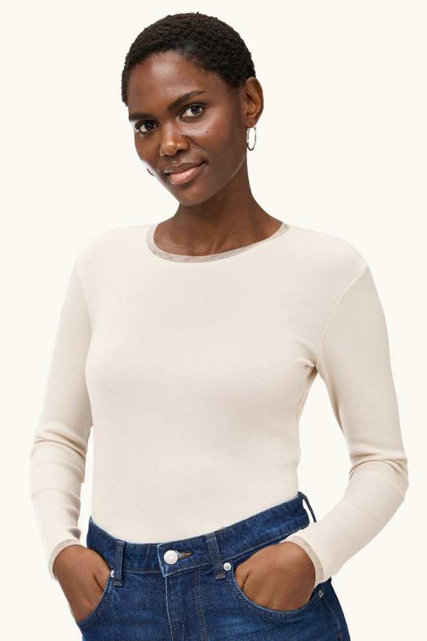 Dames - Longsleeve - crème wit
