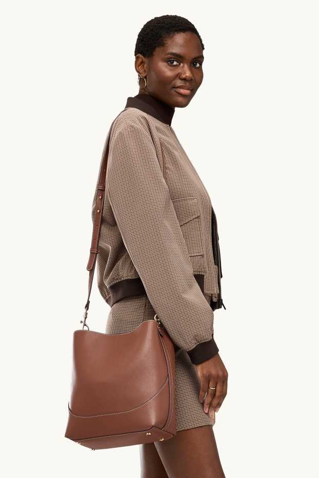 Donna - Borsa a tracolla - similpelle - marrone