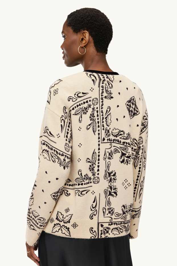 Femei - Pulover din tricot fin - cu model - negru / nej