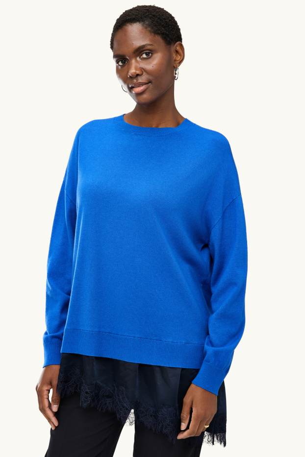 Women - Jumper - 2-in-1 look - blue / black