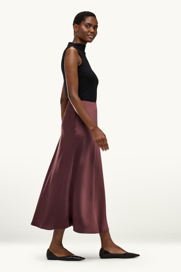 Women - Satin skirt - bordeaux