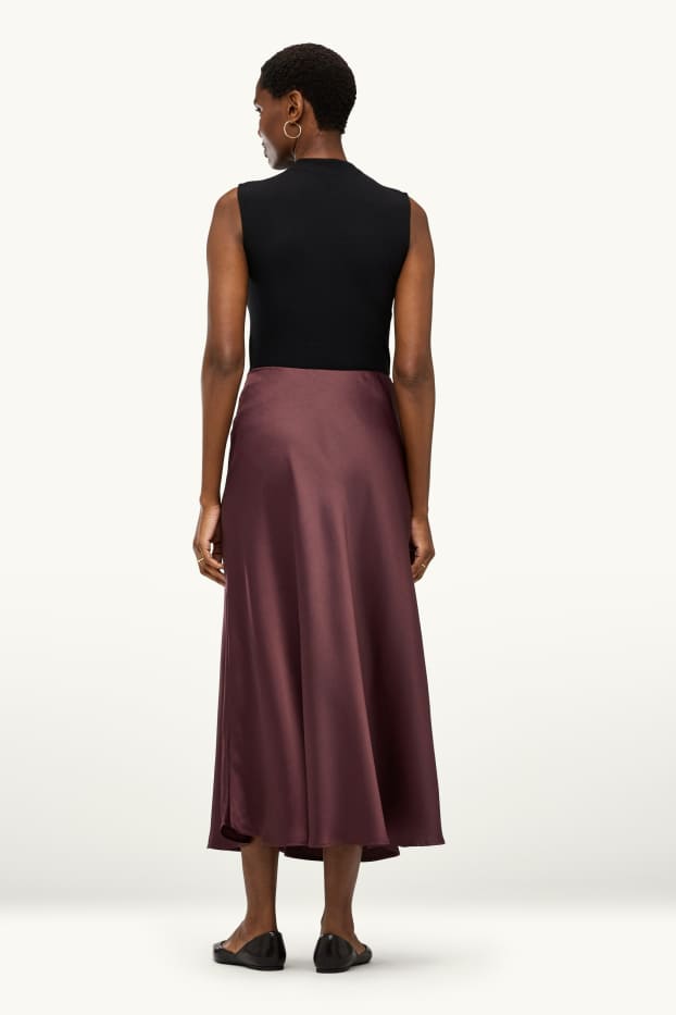 Women - Satin skirt - bordeaux