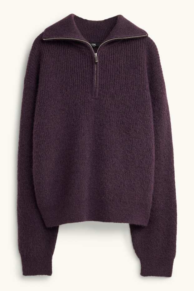 Femmes - Pull - finition côtelée - violet
